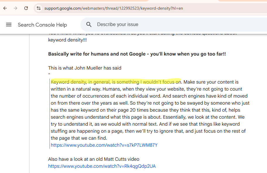 Myth: Keyword Density Determines Rankings